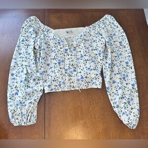 Chic Floral Blouse Crop Top